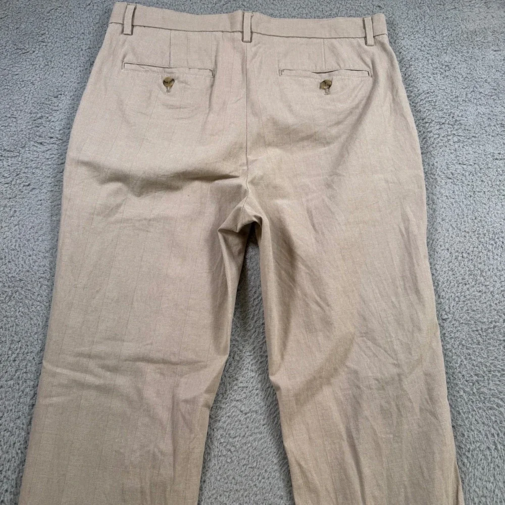 Banana Republic Aiden Fit Mens 33x32 Khaki Beige Striped Cotton Chino Pants Slim